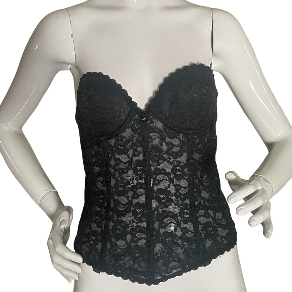 Vintage Fredrick’s of Hollywood black lightly padded lace corset (36B)